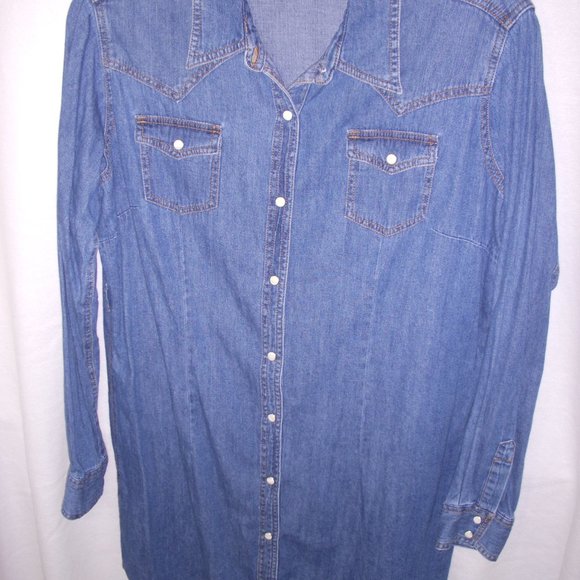 Wrangler Retro Size XXL Long Sleeve Denim Dress - Picture 3 of 5